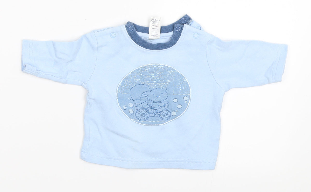 Additional front view of Tu boys’ blue basic t-shirt, size 0-3, months
