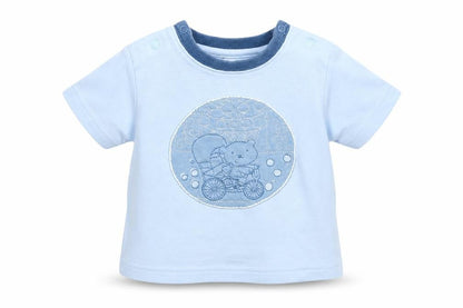 Front view of Tu boys’ blue basic t-shirt, size 0-3, months