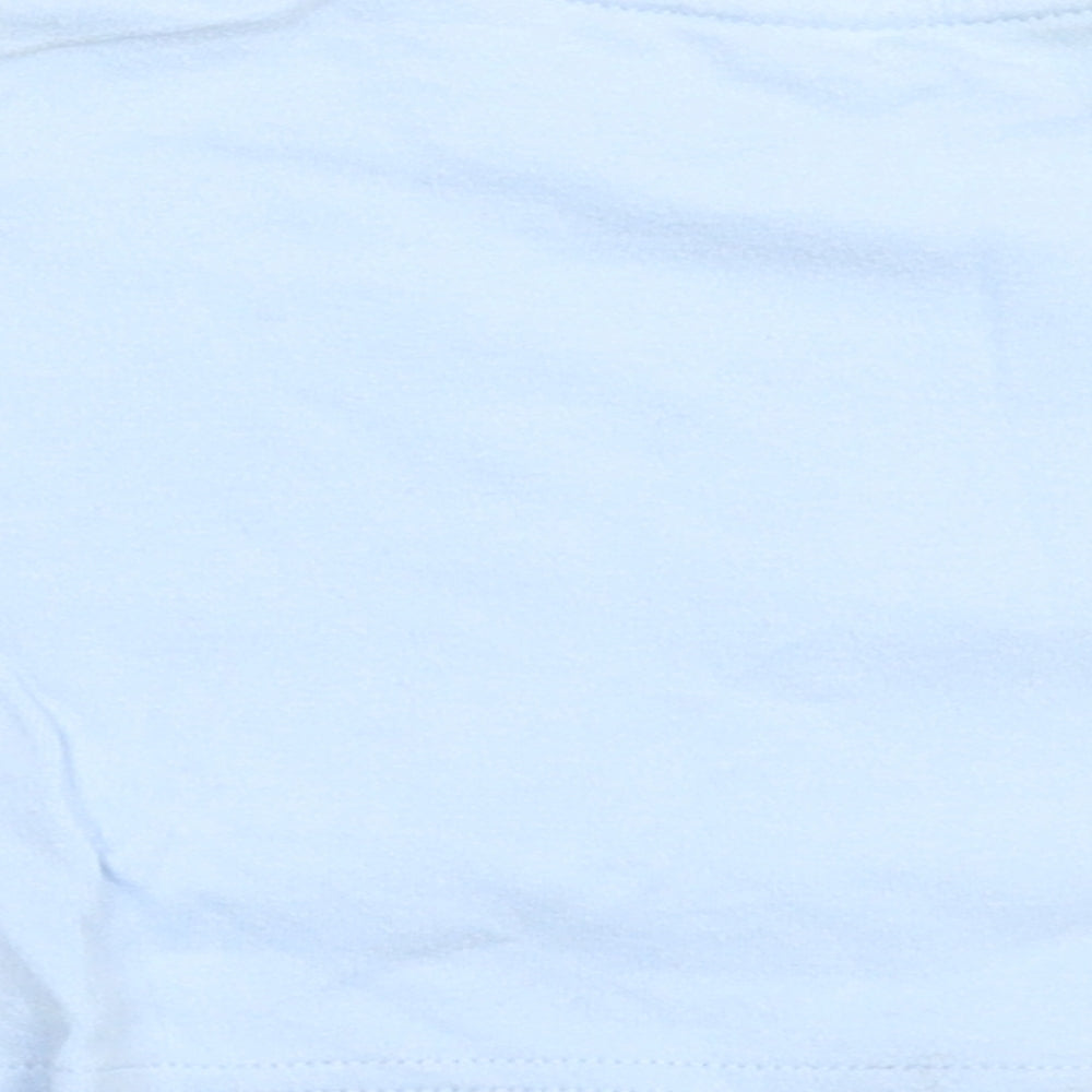 Brand and care label for Tu boys’ blue basic t-shirt, size 0-3, months