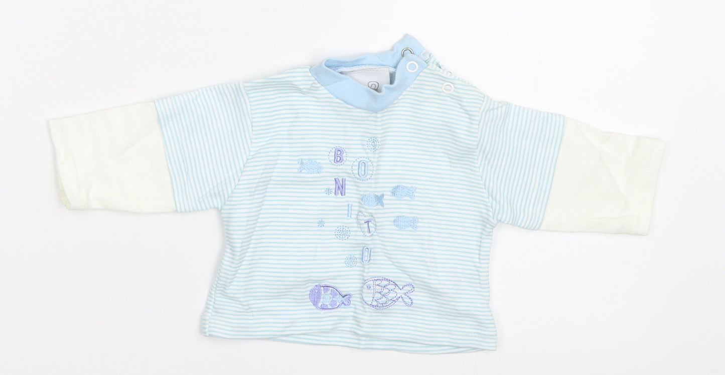 Teddy Boys Blue Striped  Basic T-Shirt Size 0-3 Months