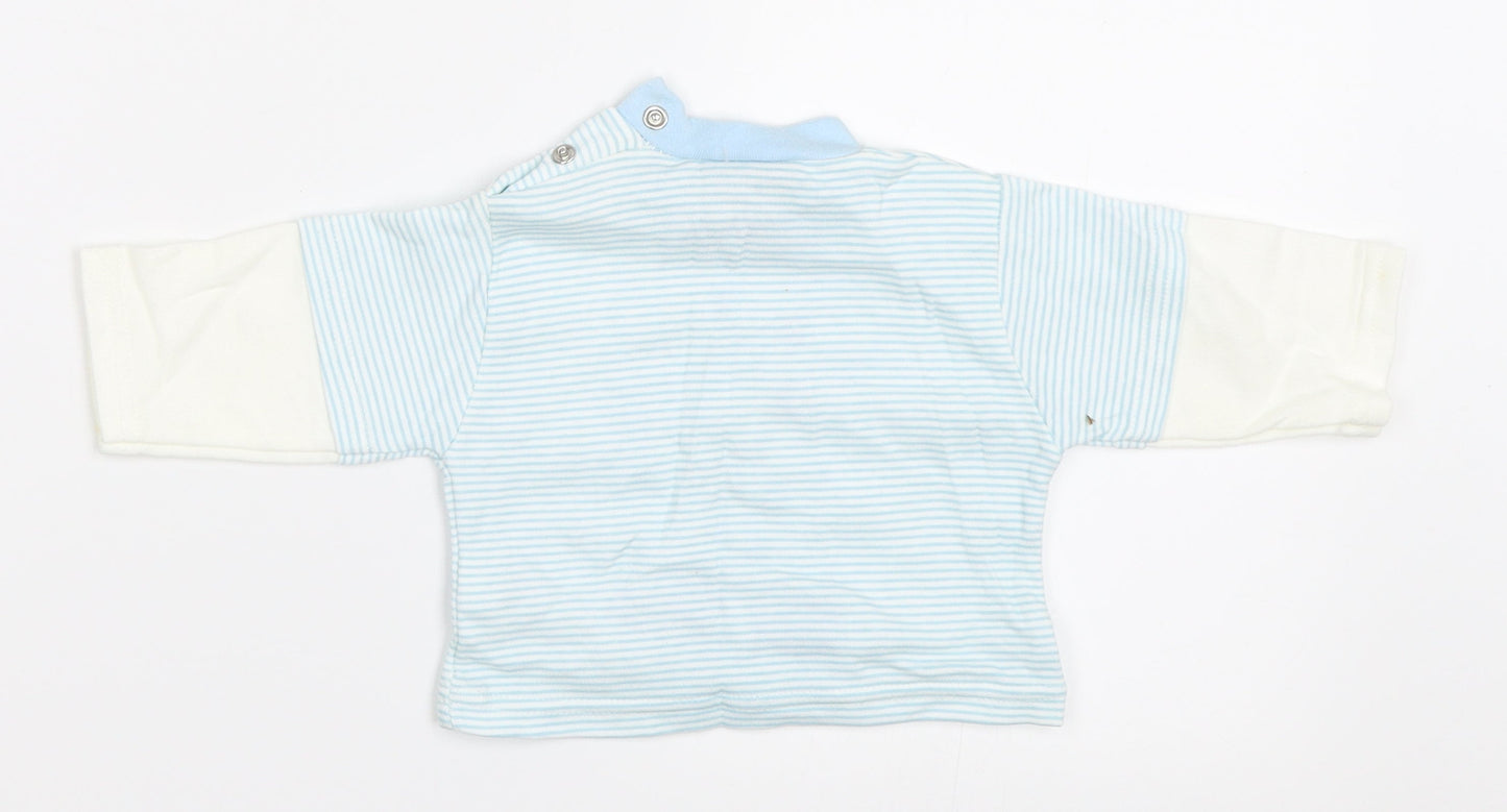 Teddy Boys Blue Striped  Basic T-Shirt Size 0-3 Months