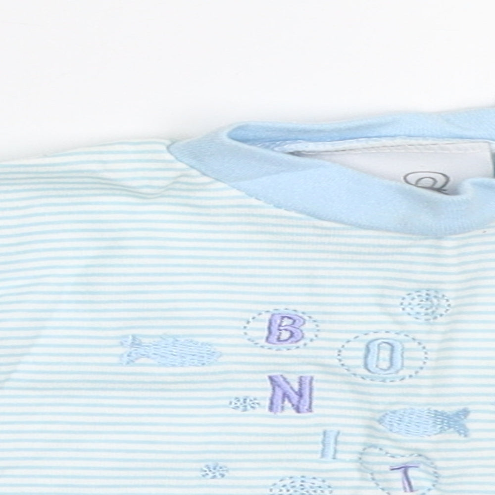 Teddy Boys Blue Striped  Basic T-Shirt Size 0-3 Months
