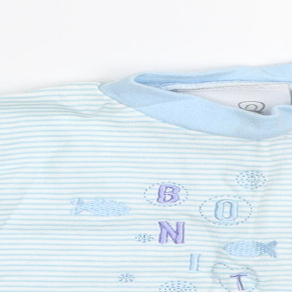 Teddy Boys Blue Striped  Basic T-Shirt Size 0-3 Months