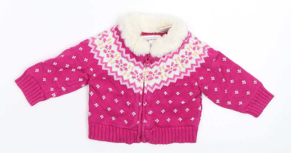 Additional front view of Gap girls’ pink jacket, size 3-6, months