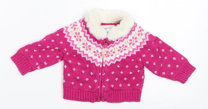 Additional front view of Gap girls’ pink jacket, size 3-6, months