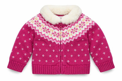 Front view of Gap girls’ pink jacket, size 3-6, months