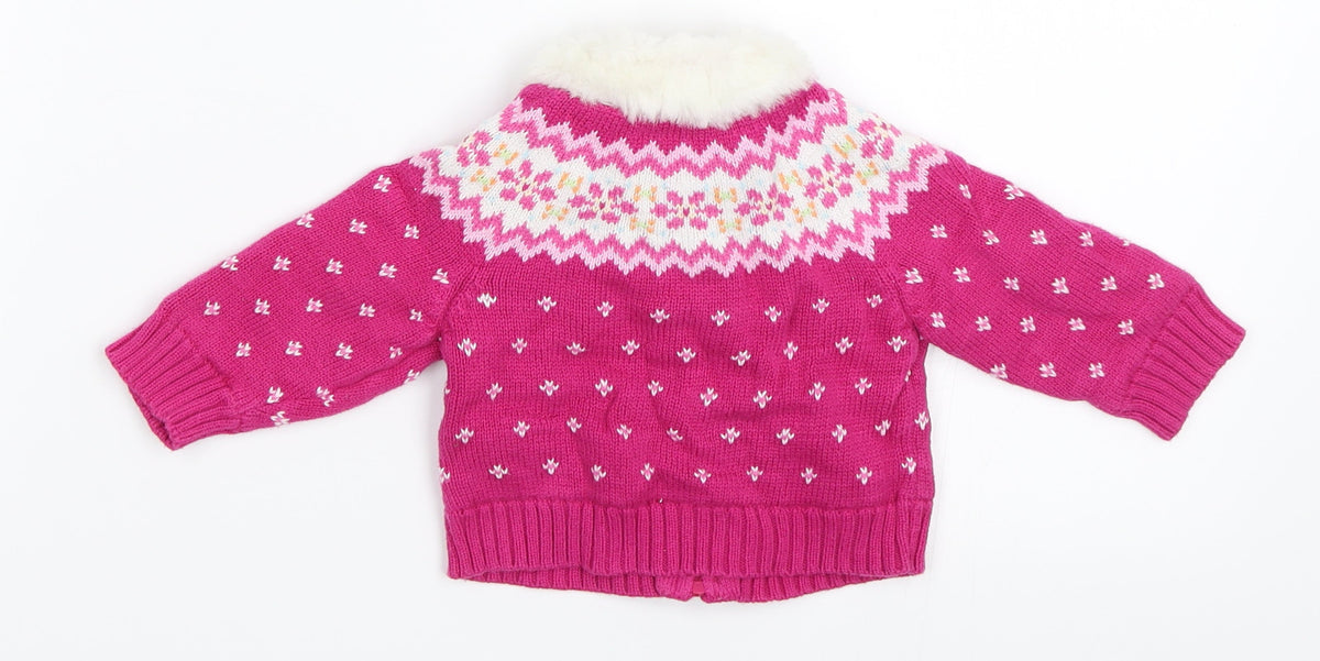 Back view of Gap girls’ pink jacket, size 3-6, months