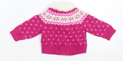 Back view of Gap girls’ pink jacket, size 3-6, months