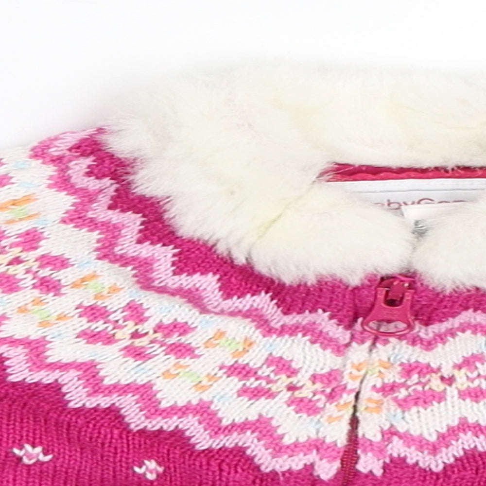 Close-up detail of Gap girls’ pink jacket, size 3-6, months