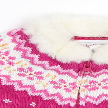 Close-up detail of Gap girls’ pink jacket, size 3-6, months