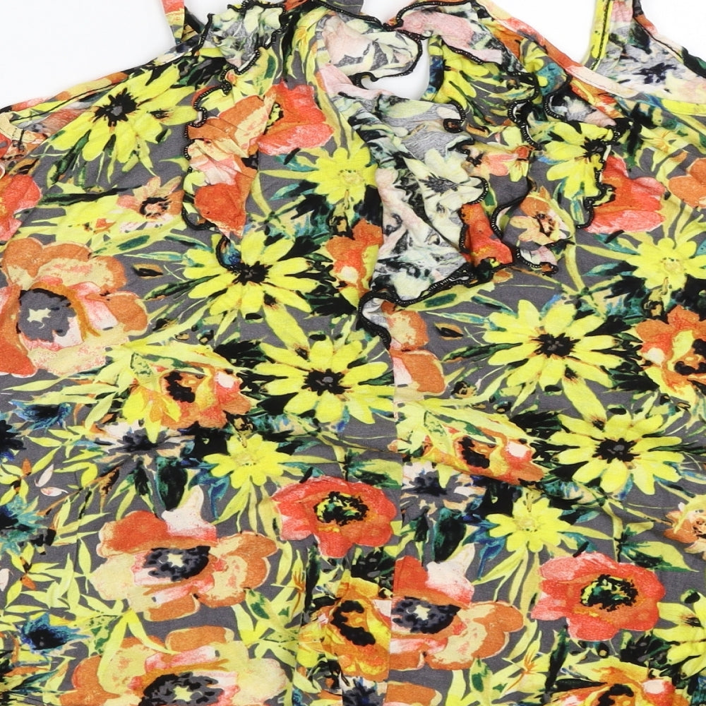 Primark Womens Grey Floral  Basic Tank Size 10
