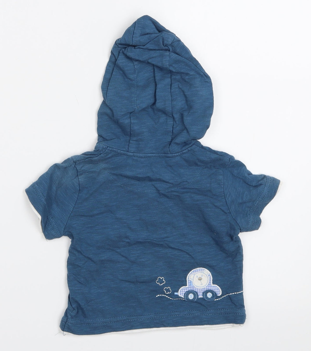 Back view of TU boys’ blue basic t-shirt, size 3-6, months