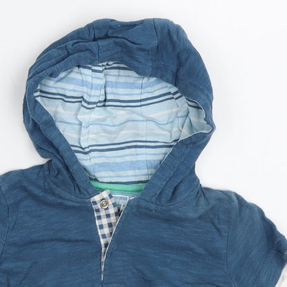 Close-up detail of TU boys’ blue basic t-shirt, size 3-6, months