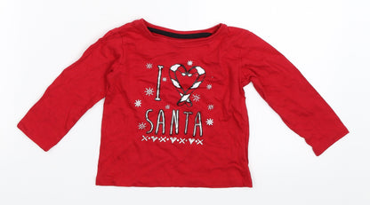 Primark Girls Red   Basic T-Shirt Size 12-18 Months  - christmas