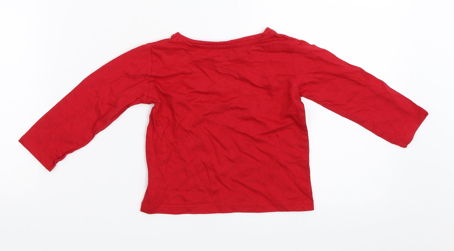 Primark Girls Red   Basic T-Shirt Size 12-18 Months  - christmas