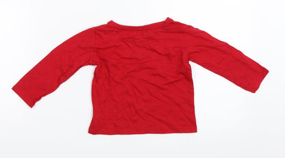 Primark Girls Red   Basic T-Shirt Size 12-18 Months  - christmas