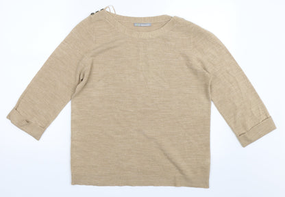 Front view of Marks & Spencer women’s beige jumper, size UK 16
