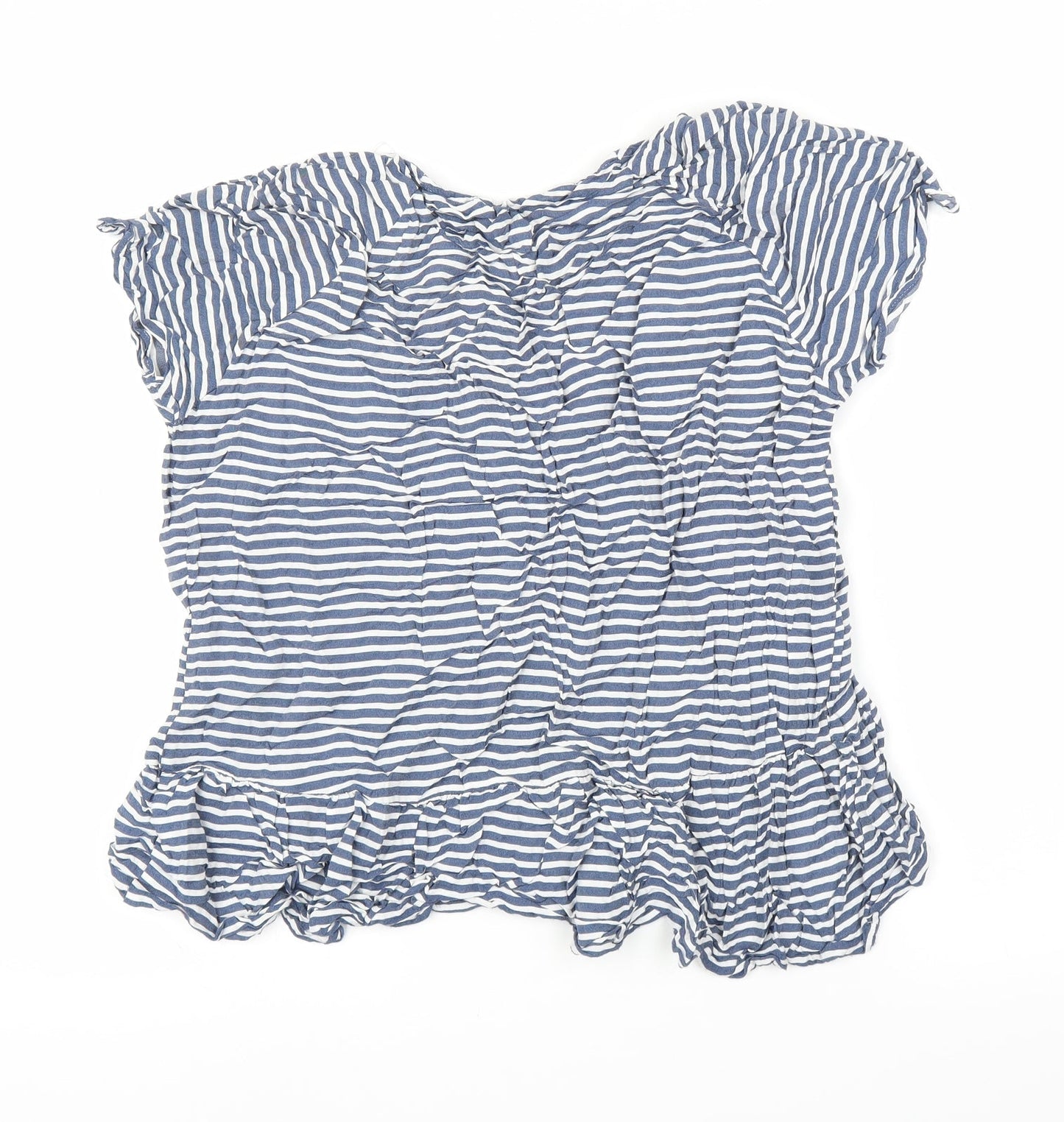 TU Womens Blue Striped  Basic Blouse Size 16