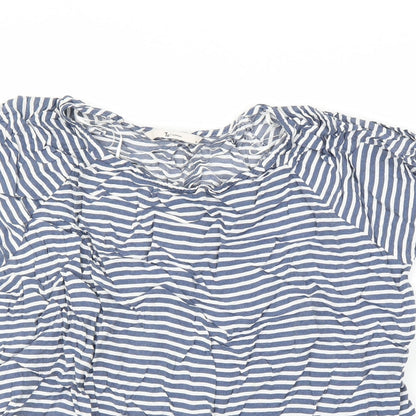 TU Womens Blue Striped  Basic Blouse Size 16