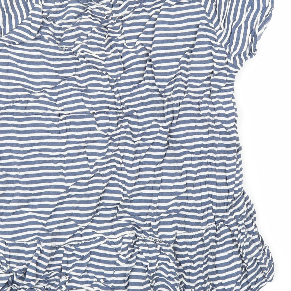 TU Womens Blue Striped  Basic Blouse Size 16