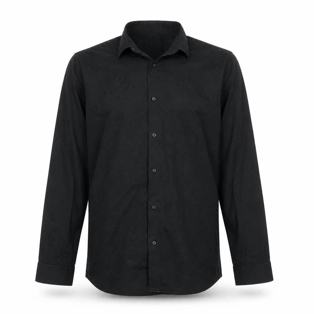 Mens UK Size 15.5 F&F Black  Button-Up Long Sleeve Casual Shirt