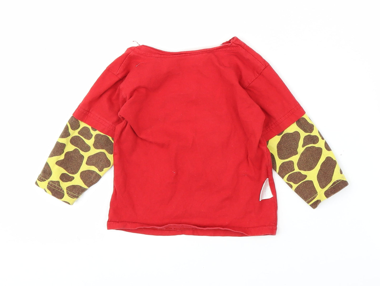 Kool Kids Boys Red Animal Print  Basic T-Shirt Size 9-12 Months  - Giraffe