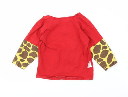 Kool Kids Boys Red Animal Print  Basic T-Shirt Size 9-12 Months  - Giraffe