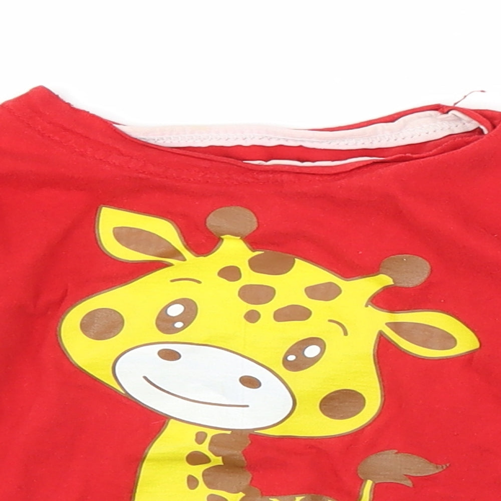 Kool Kids Boys Red Animal Print  Basic T-Shirt Size 9-12 Months  - Giraffe