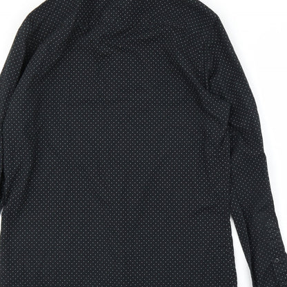 Mens UK Size 15 Cedar Wood State Black  Button-Up Long Sleeve Casual Shirt