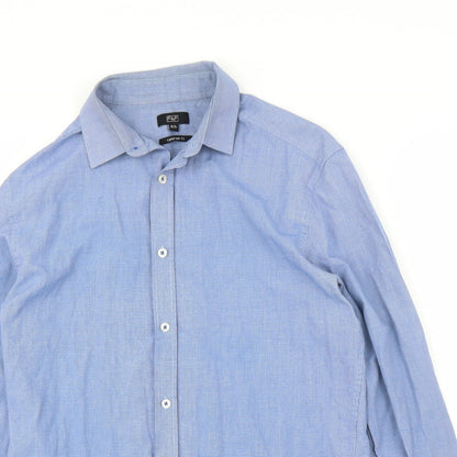 F&F Mens Blue    Button-Up Size 15.5