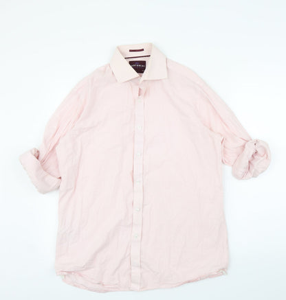 Mens UK Size 15.5 M&S Pink  Button-Up Long Sleeve Casual Shirt