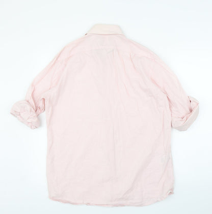 Mens UK Size 15.5 M&S Pink  Button-Up Long Sleeve Casual Shirt