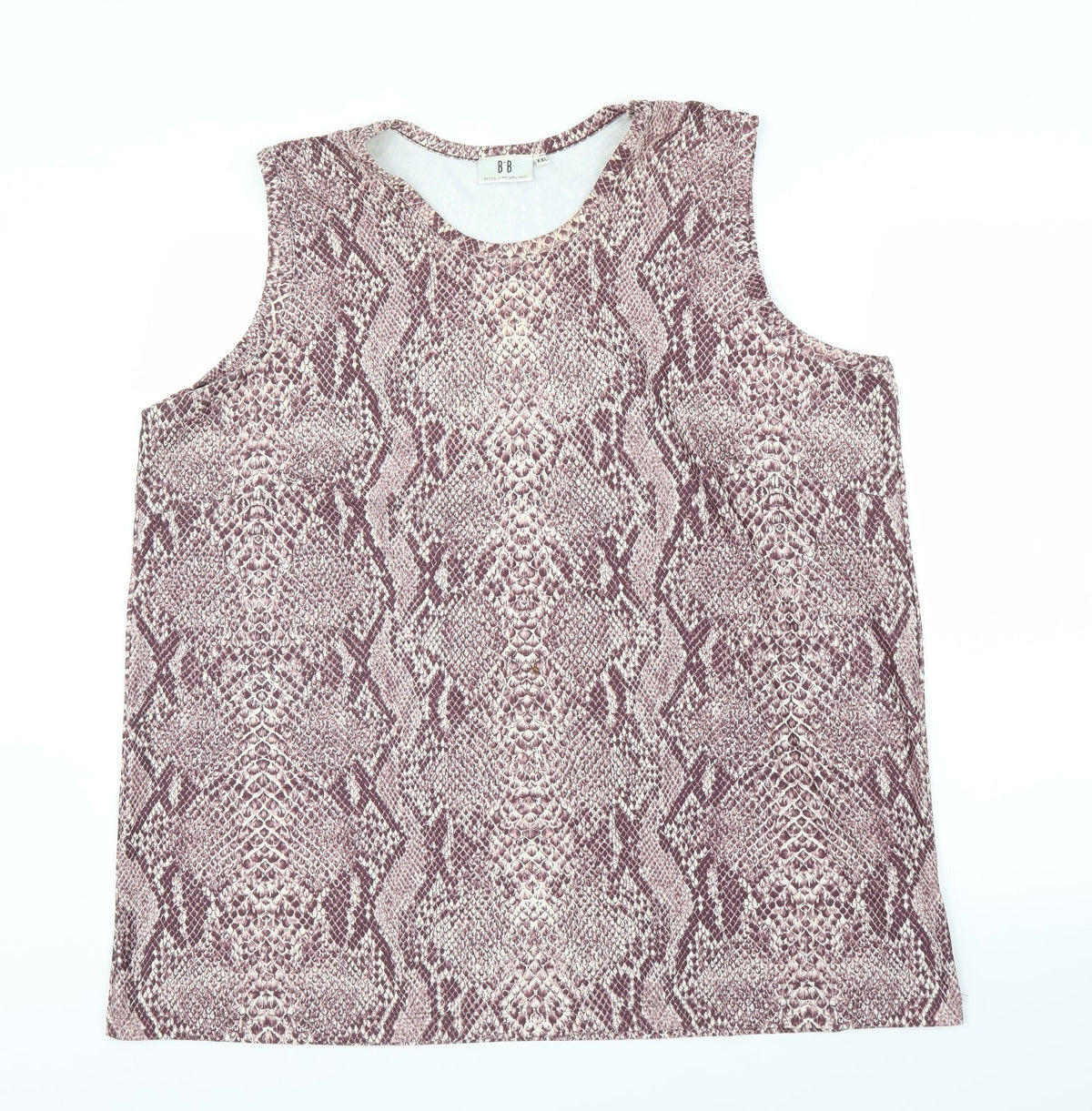 Front view of BB women’s pink animal print basic tank, size 2XL, - snake print