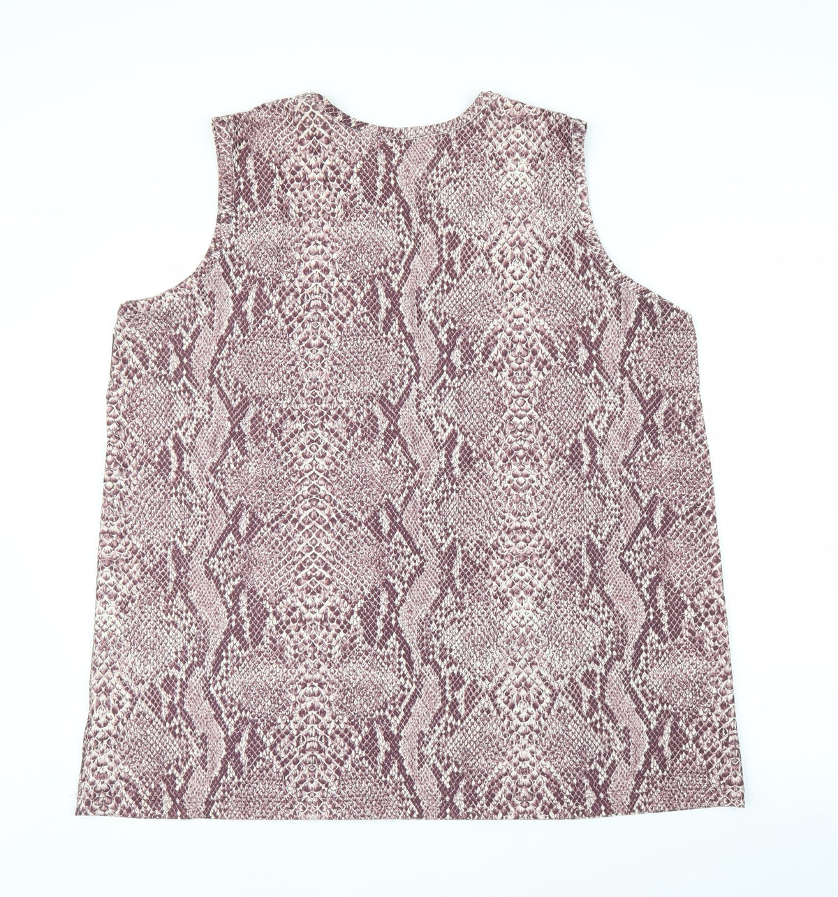 Back view of BB women’s pink animal print basic tank, size 2XL, - snake print