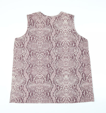 Back view of BB women’s pink animal print basic tank, size 2XL, - snake print