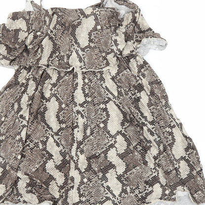 H&M Womens Beige Animal Print  A-Line  Size M  - Snake print