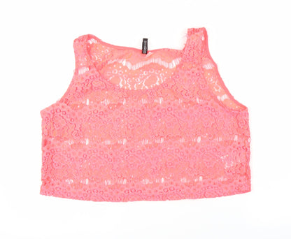 H&M Womens Pink Floral  Cropped Tank Size 16