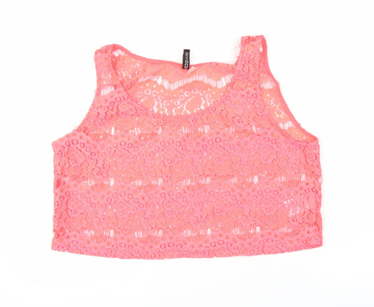 H&M Womens Pink Floral  Cropped Tank Size 16