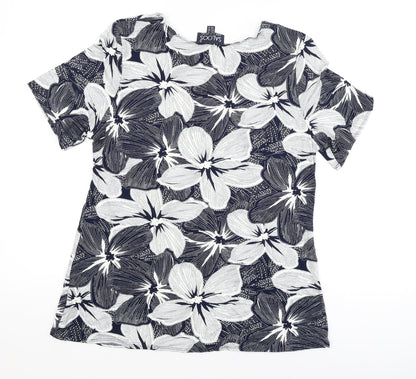 Saloos Womens Blue Floral  Basic T-Shirt Size 14