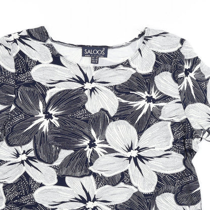Saloos Womens Blue Floral  Basic T-Shirt Size 14