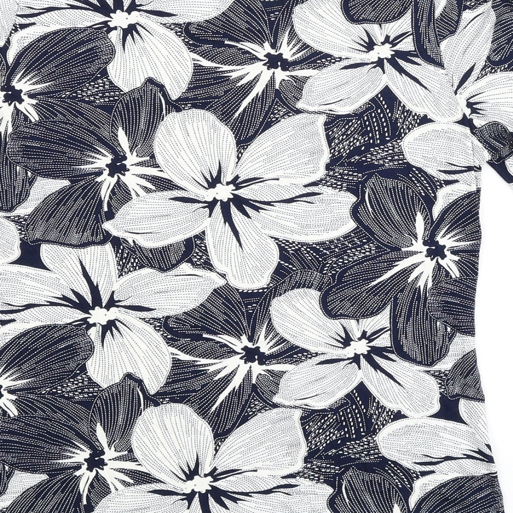 Saloos Womens Blue Floral  Basic T-Shirt Size 14
