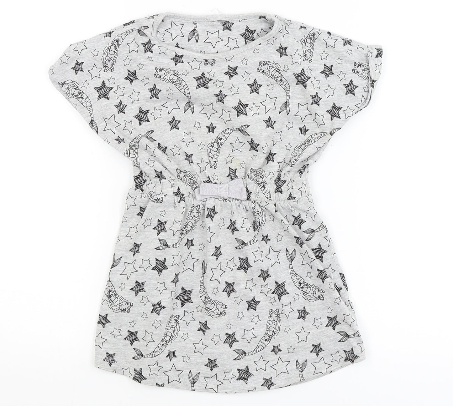 Preworn Girls Grey   Fit & Flare  Size 4 Years  - mermaid, star