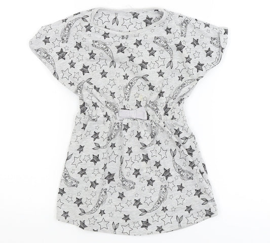 Preworn Girls Grey   Fit & Flare  Size 4 Years  - mermaid, star
