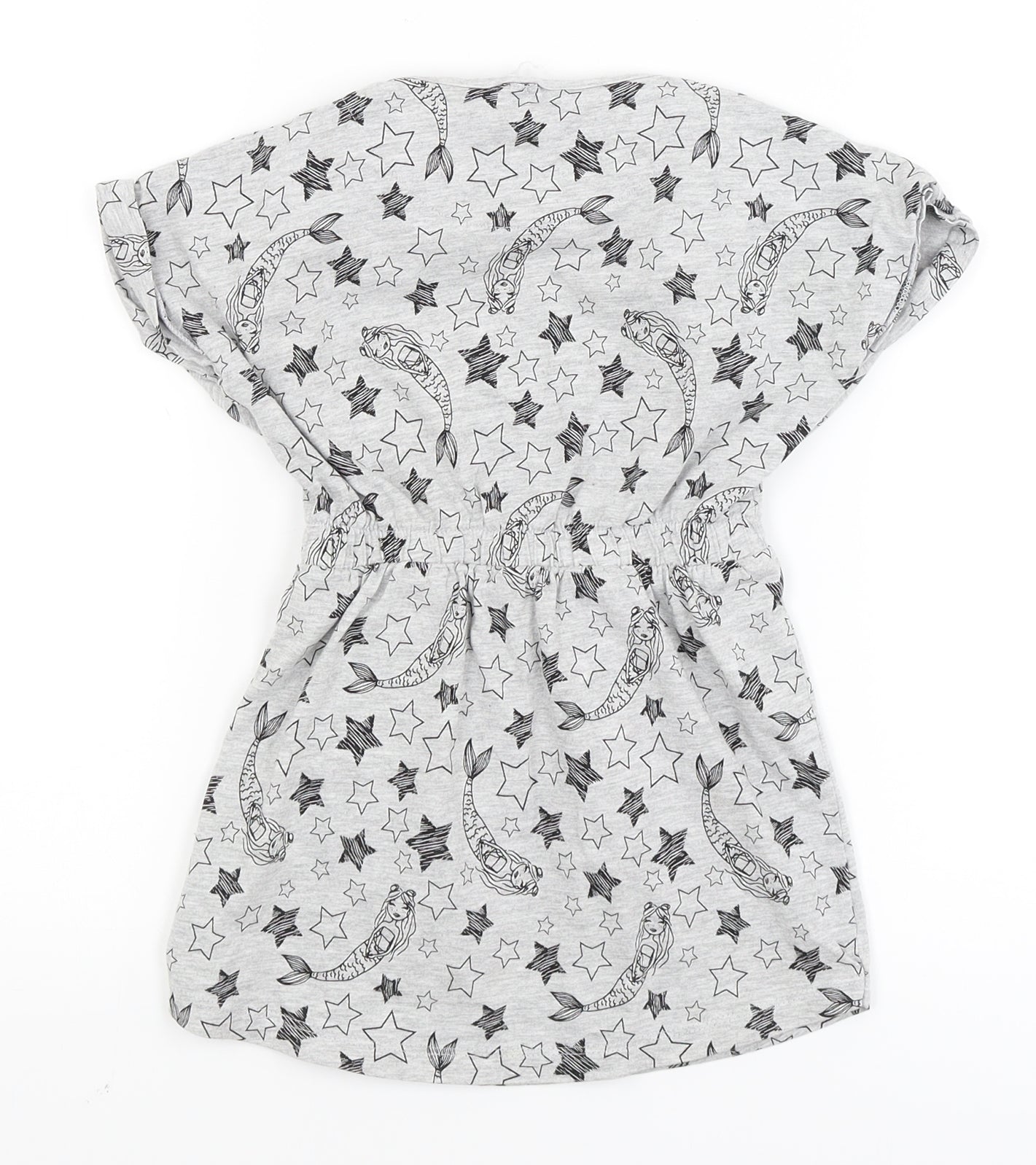 Preworn Girls Grey   Fit & Flare  Size 4 Years  - mermaid, star