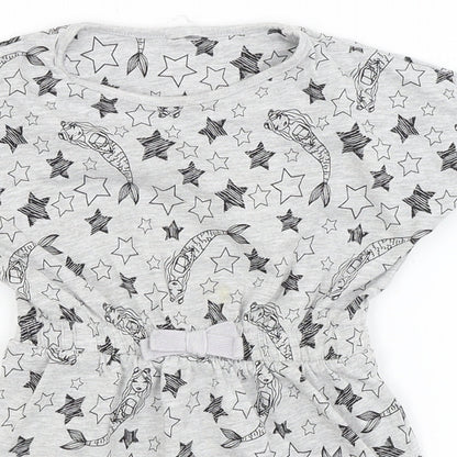 Preworn Girls Grey   Fit & Flare  Size 4 Years  - mermaid, star