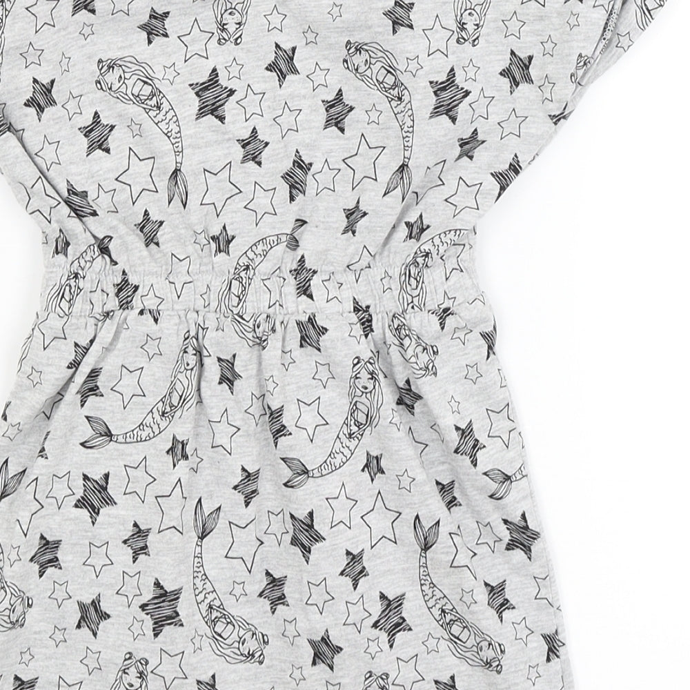 Preworn Girls Grey   Fit & Flare  Size 4 Years  - mermaid, star
