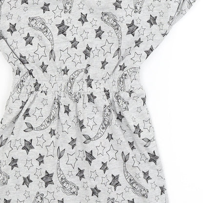 Preworn Girls Grey   Fit & Flare  Size 4 Years  - mermaid, star
