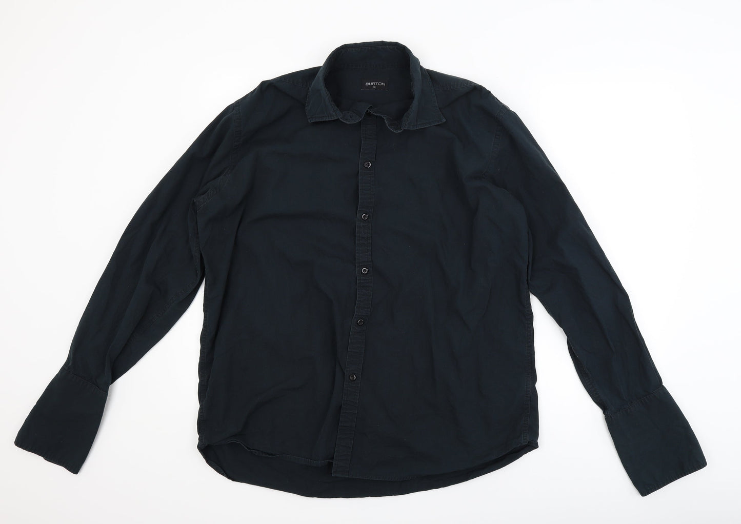 Mens UK Size XL Burton Black  Button-Up Long Sleeve Casual Shirt