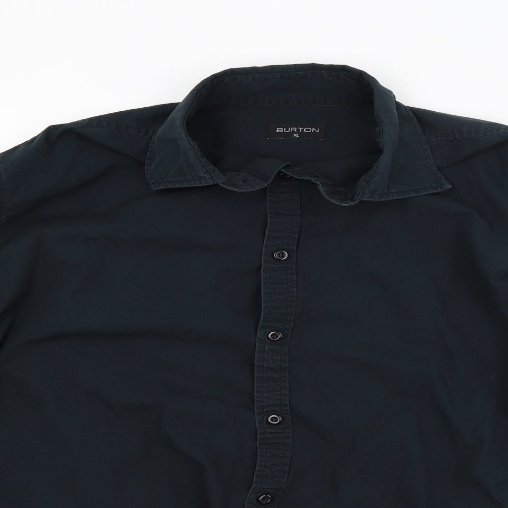 Mens UK Size XL Burton Black  Button-Up Long Sleeve Casual Shirt