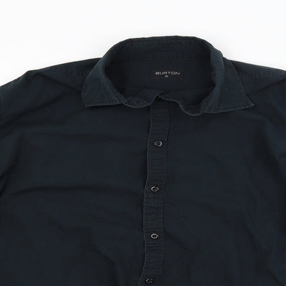 Mens UK Size XL Burton Black  Button-Up Long Sleeve Casual Shirt
